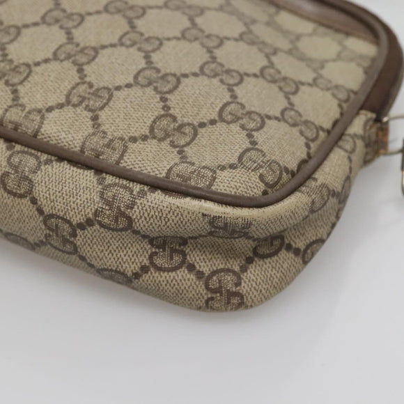 GUCCI GG Supreme Schoudertas PVC Beige Goud 56 02 068 Auth ep10564