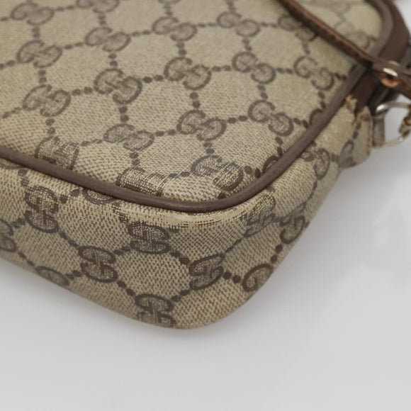 GUCCI GG Supreme Schoudertas PVC Beige Goud 56 02 068 Auth ep10564