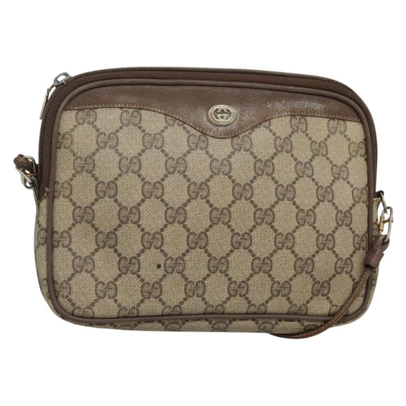 GUCCI GG Supreme Schoudertas PVC Beige Goud 56 02 068 Auth ep10564