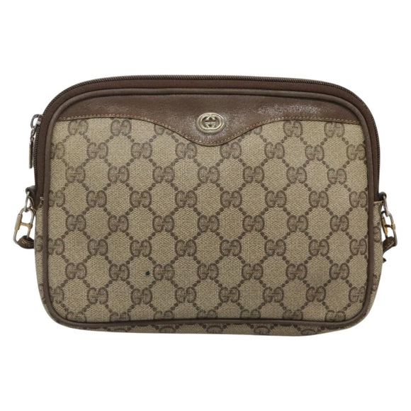 GUCCI GG Supreme Schoudertas PVC Beige Goud 56 02 068 Auth ep10564