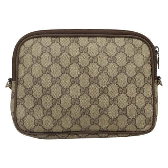 GUCCI GG Supreme Schoudertas PVC Beige Goud 56 02 068 Auth ep10564