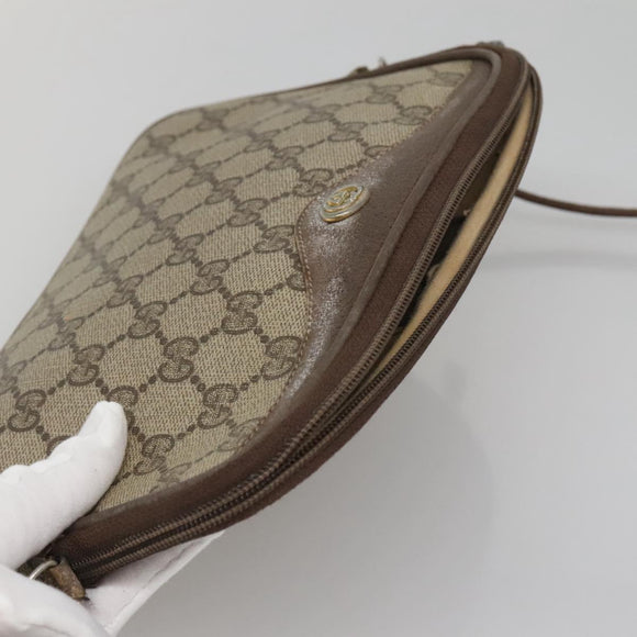 GUCCI GG Supreme Schoudertas PVC Beige Goud 56 02 068 Auth ep10564