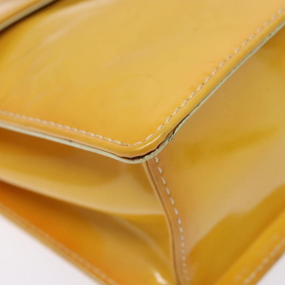 LOUIS VUITTON Monogram Vernis Spring Street Bag Lime Yellow M91068 Auth ep10568