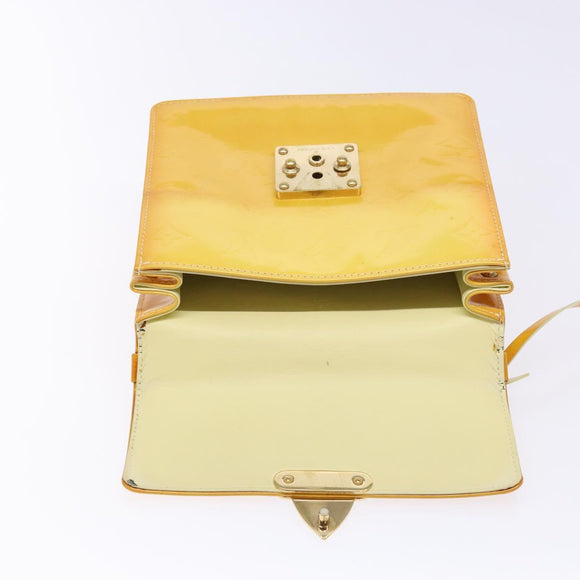 LOUIS VUITTON Monogram Vernis Spring Street Bag Lime Yellow M91068 Auth ep10568