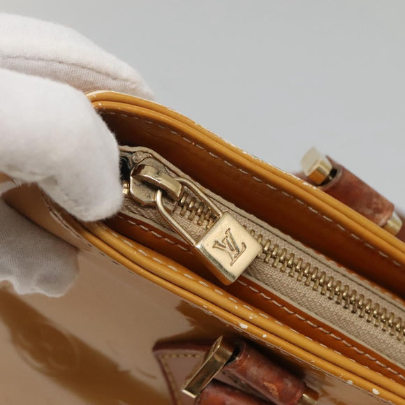LOUIS VUITTON Monogram Vernis Houston Hand Bag Beige M91004 LV Auth ep10571
