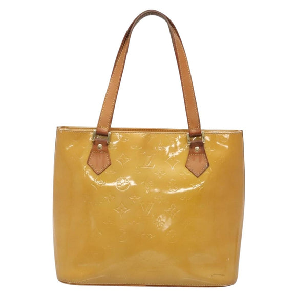 LOUIS VUITTON Monogram Vernis Houston Hand Bag Beige M91004 LV Auth ep10571