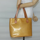 LOUIS VUITTON Monogram Vernis Houston Hand Bag Beige M91004 LV Auth ep10571-23