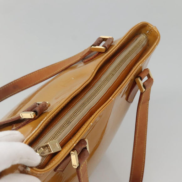 LOUIS VUITTON Monogram Vernis Houston Hand Bag Beige M91004 LV Auth ep10571