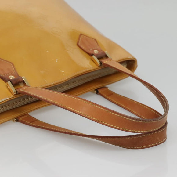 LOUIS VUITTON Monogram Vernis Houston Hand Bag Beige M91004 LV Auth ep10571