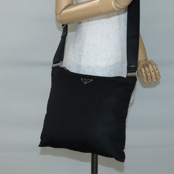 PRADA Shoulder Bag Nylon Black Silver Auth ep10576