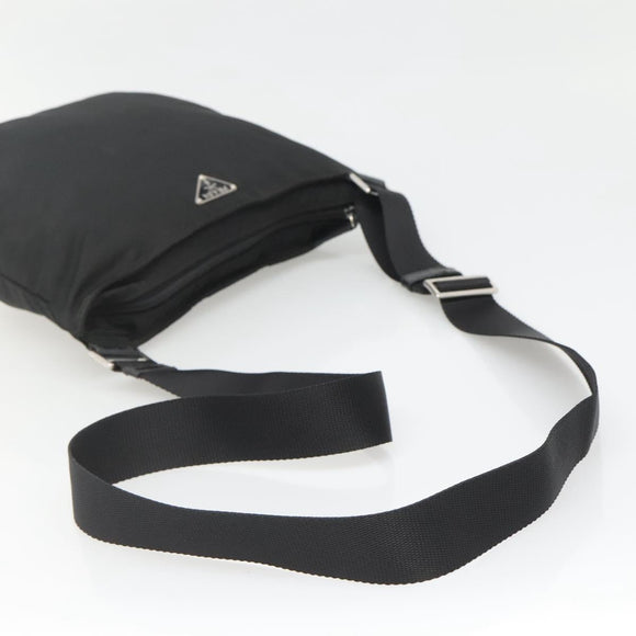 PRADA Shoulder Bag Nylon Black Silver Auth ep10576