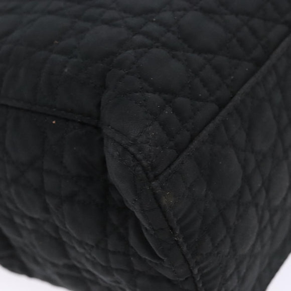 Christian Dior Lady Dior Canage Hand Bag Nylon Black Gold Auth ep10577