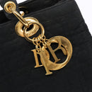 Christian Dior Lady Dior Canage Hand Bag Nylon Black Gold Auth ep10577-17