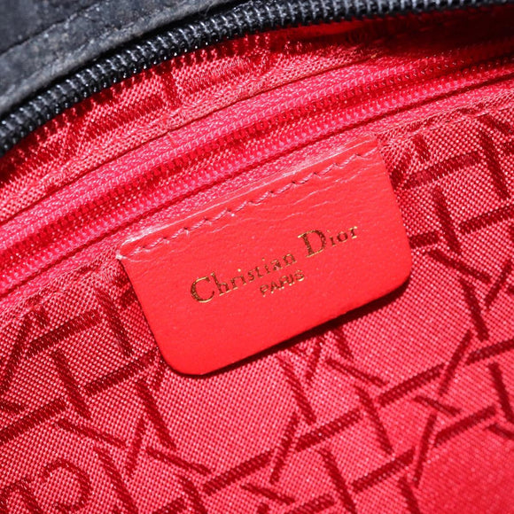 Christian Dior Lady Dior Canage Hand Bag Nylon Black Gold Auth ep10577