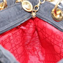 Christian Dior Lady Dior Canage Hand Bag Nylon Black Gold Auth ep10577-19
