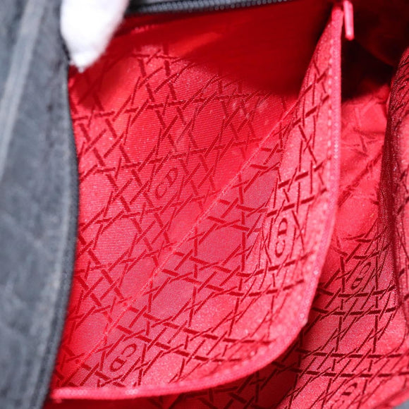 Christian Dior Lady Dior Canage Hand Bag Nylon Black Gold Auth ep10577