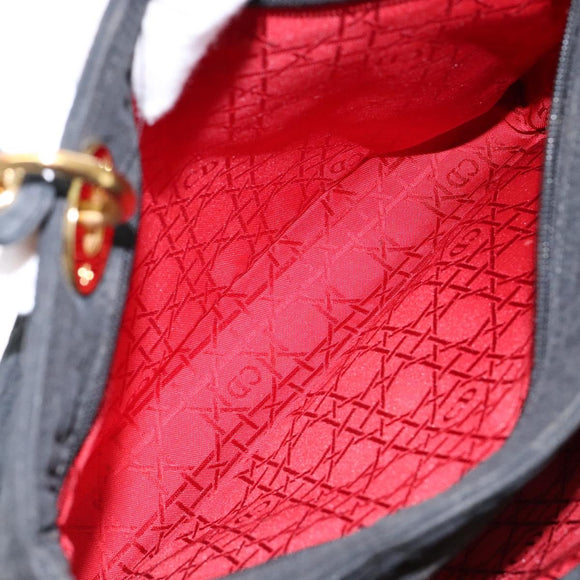 Christian Dior Lady Dior Canage Hand Bag Nylon Black Gold Auth ep10577