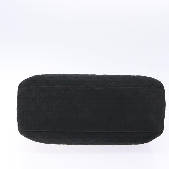 Christian Dior Lady Dior Canage Hand Bag Nylon Black Gold Auth ep10577
