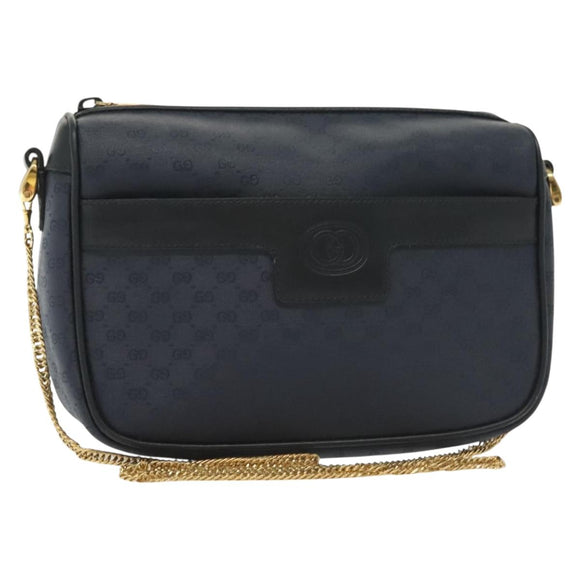 GUCCI Micro GG Supreme Chain Shoulder Bag PVC Navy Gold 001 14 0412 Auth ep10578