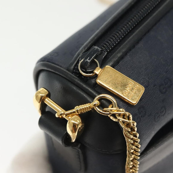 GUCCI Micro GG Supreme Chain Shoulder Bag PVC Navy Gold 001 14 0412 Auth ep10578
