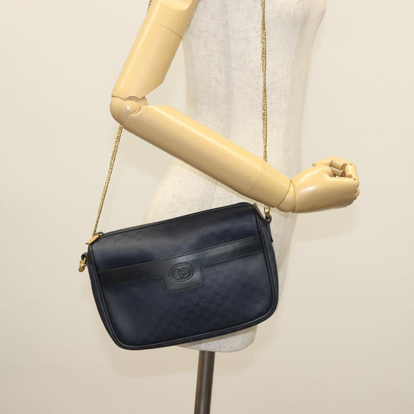 GUCCI Micro GG Supreme Chain Shoulder Bag PVC Navy Gold 001 14 0412 Auth ep10578
