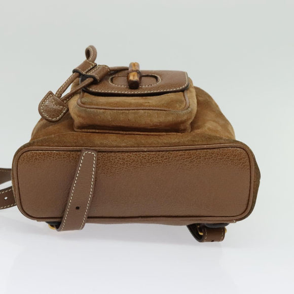 GUCCI Bamboo Backpack Suede Brown Gold 003 58 0030 Auth ep10582