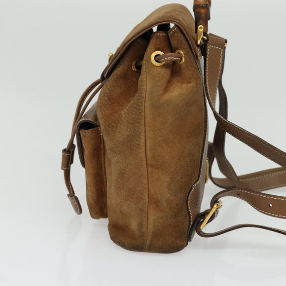 GUCCI Bamboo Backpack Suede Brown Gold 003 58 0030 Auth ep10582