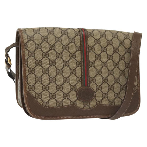 GUCCI GG Supreme Web Sherry Line Bag PVC Beige Gold 001 113 0551 Auth ep10586