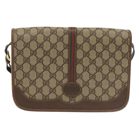 GUCCI GG Supreme Web Sherry Line Bag PVC Beige Gold 001 113 0551 Auth ep10586