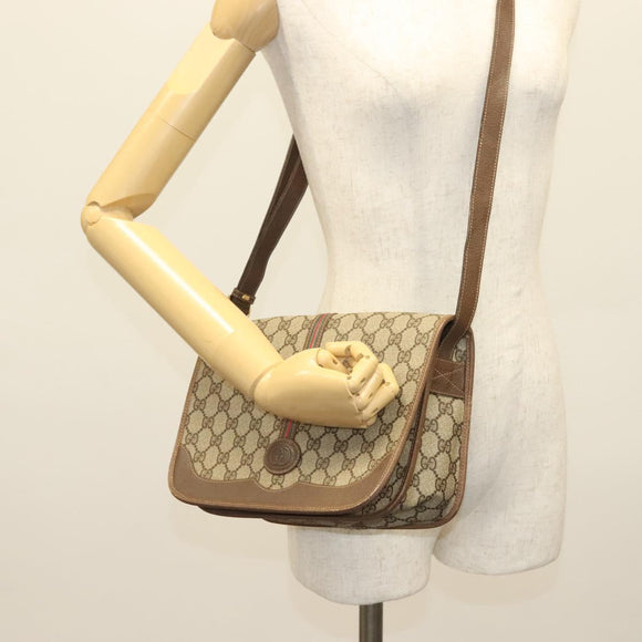 GUCCI GG Supreme Web Sherry Line Bag PVC Beige Gold 001 113 0551 Auth ep10586