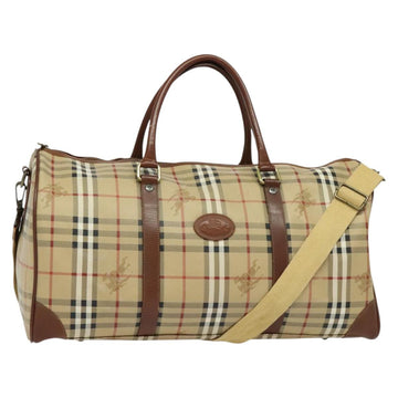 Burberrys Nova Check Boston Bag PVC 2way Beige Auth ep10591