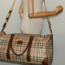 Burberrys Nova Check Boston Bag PVC 2way Beige Auth ep10591-23