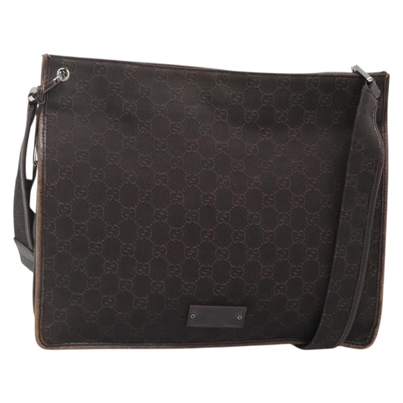 GUCCI GG Canvas Shoulder Bag Dark Brown 90656 Auth ep10594