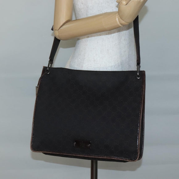 GUCCI GG Canvas Shoulder Bag Dark Brown 90656 Auth ep10594