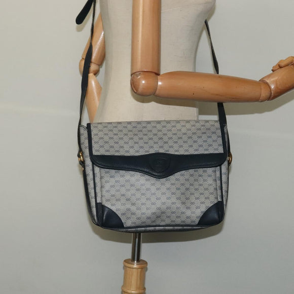 GUCCI Micro GG Supreme Shoulder Bag PVC Navy Gold 001 116 0844 Auth ep10595