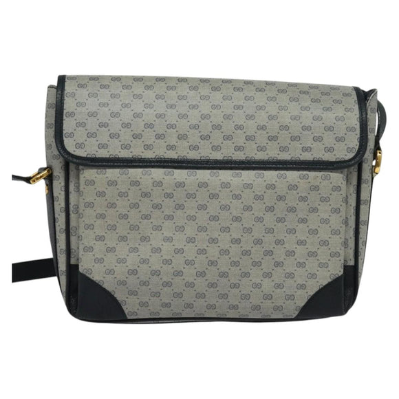 GUCCI Micro GG Supreme Shoulder Bag PVC Navy Gold 001 116 0844 Auth ep10595