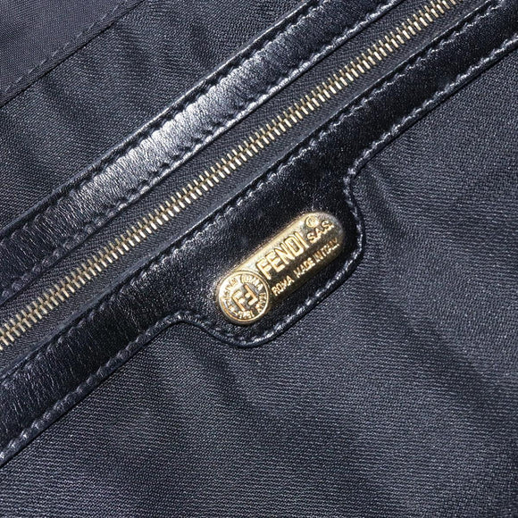 FENDI Tote Bag Nylon Black Gold Auth ep10599