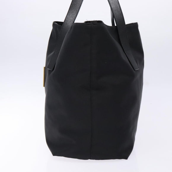 FENDI Tote Bag Nylon Black Gold Auth ep10599