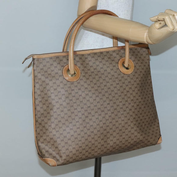 GUCCI Micro GG Supreme Tote Bag PVC Beige Gold 02 4947 39 Auth ep10601