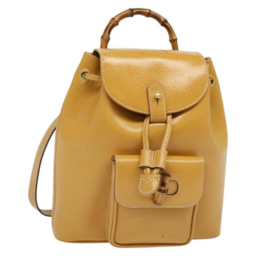 GUCCI Bamboo Backpack Leather Beige Gold 003 2034 0030 Auth ep10604