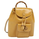 GUCCI Bamboo Backpack Leather Beige Gold 003 2034 0030 Auth ep10604-1