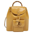 GUCCI Bamboo Backpack Leather Beige Gold 003 2034 0030 Auth ep10604-13