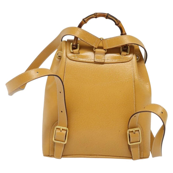 GUCCI Bamboo Backpack Leather Beige Gold 003 2034 0030 Auth ep10604