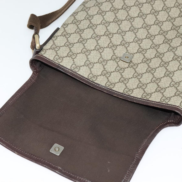 GUCCI GG Supreme Shoulder Bag PVC Beige Silver 223666 Auth ep10605