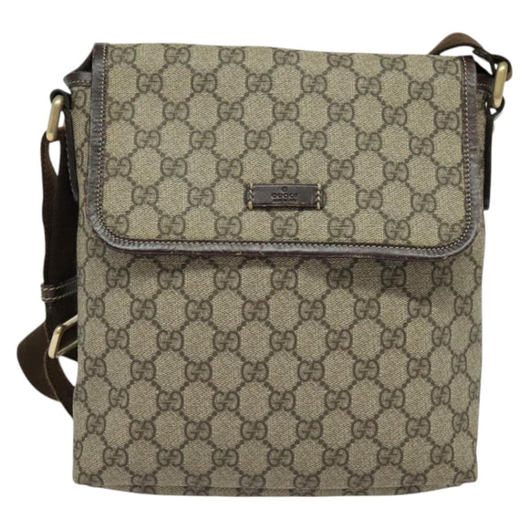 GUCCI GG Supreme Shoulder Bag PVC Beige Silver 223666 Auth ep10605