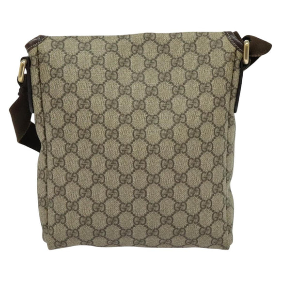 GUCCI GG Supreme Shoulder Bag PVC Beige Silver 223666 Auth ep10605