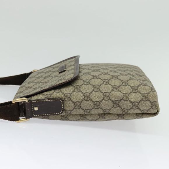 GUCCI GG Supreme Shoulder Bag PVC Beige Silver 223666 Auth ep10605