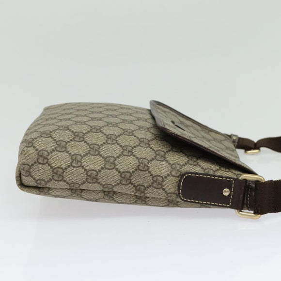 GUCCI GG Supreme Shoulder Bag PVC Beige Silver 223666 Auth ep10605