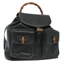 GUCCI Bamboo Backpack Leather Black Gold 003 2058 0016 Auth ep10615-1