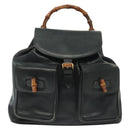 GUCCI Bamboo Backpack Leather Black Gold 003 2058 0016 Auth ep10615-13